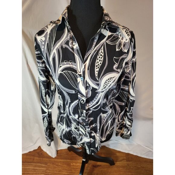 Paperwhite Geometric Print Black & White Multicolored Button Down Shirt Italy 6 - Picture 1 of 5